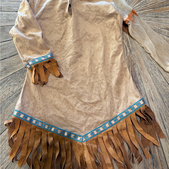 Disney Store Pocahontas Costume Dress kids XXS Fringed Princess Native American - Picture 7 of 8